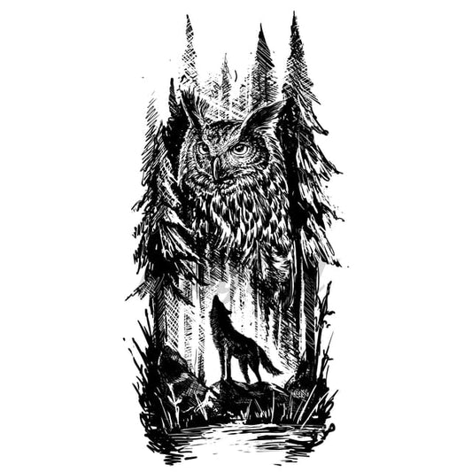 Forest Wolf and Owl